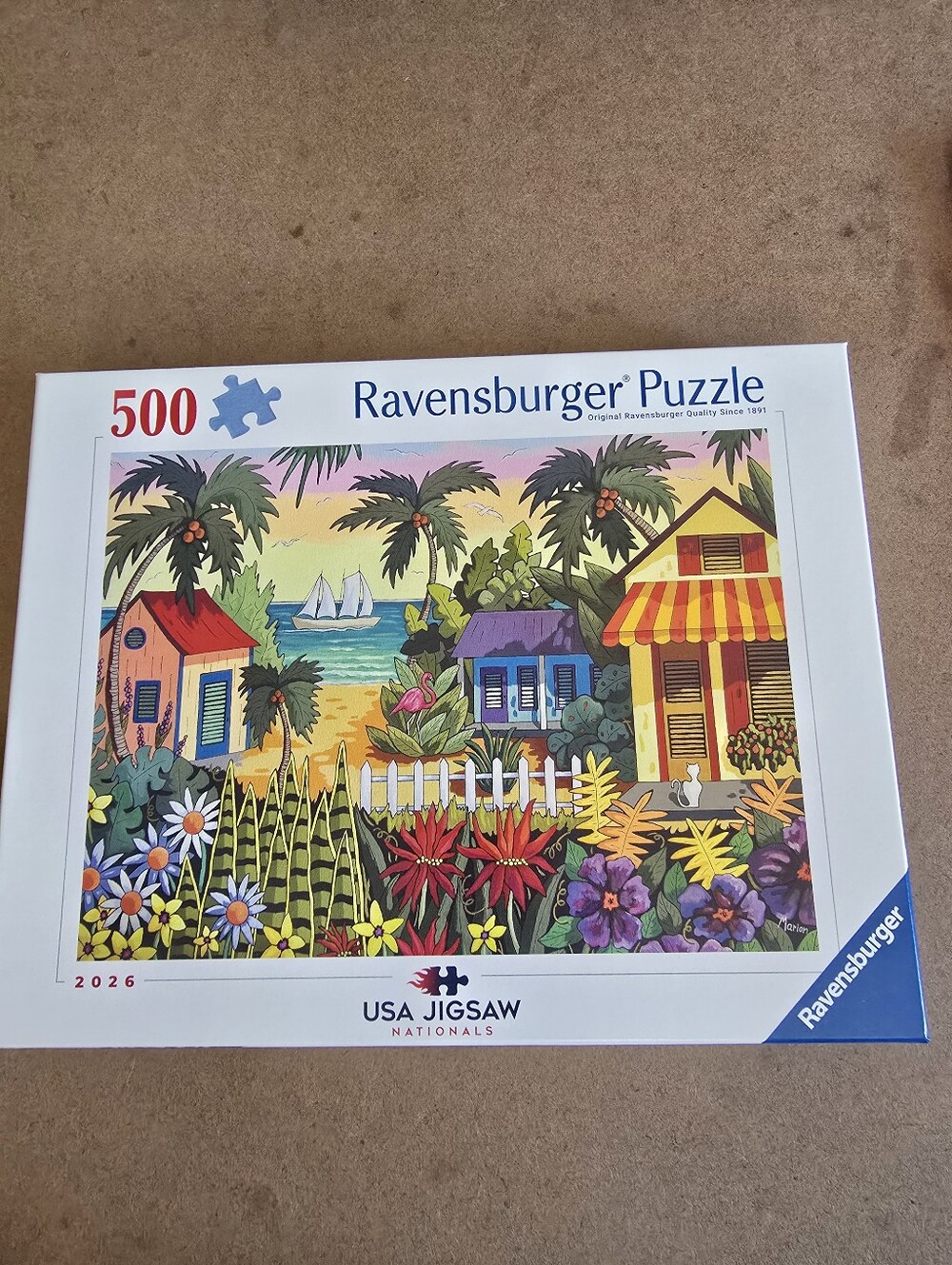 Ravensburger 500-Piece Beach Cottage Puzzle - Colorful Tropical Scene